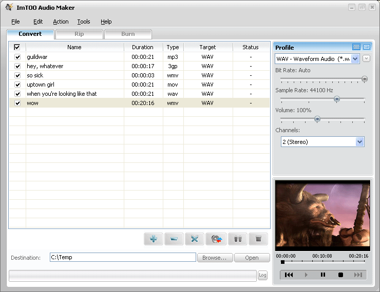 Screenshot of ImTOO Audio Maker
