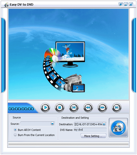 A stable, fast burning software that transfer and burn DV to DVD-Video disc 