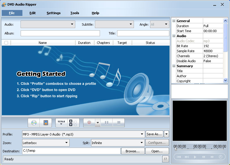 Screenshot of DVD Audio Ripper