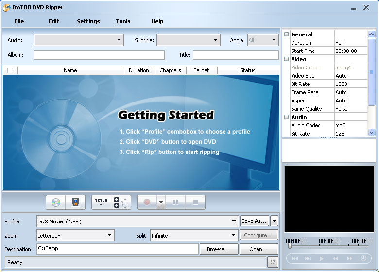 Screenshot of ImTOO DVD Ripper