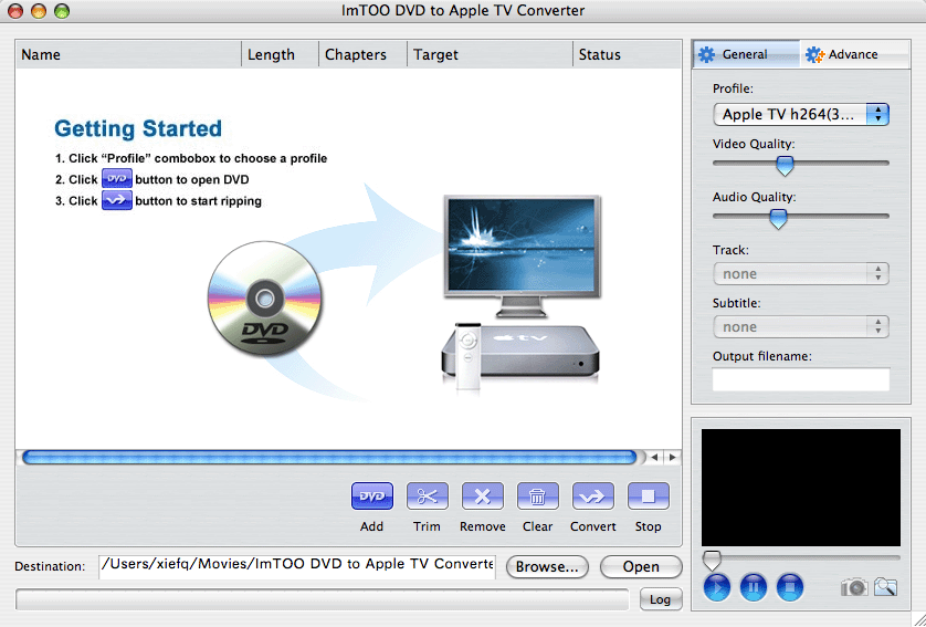 Convert DVD to Apple TV video MP4 for Mac.