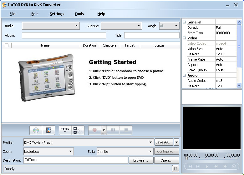 ImTOO DVD to DivX Converter 4.0.98.0222