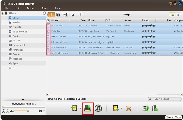 How to transfer music from iPhone to PC - select files and transfer