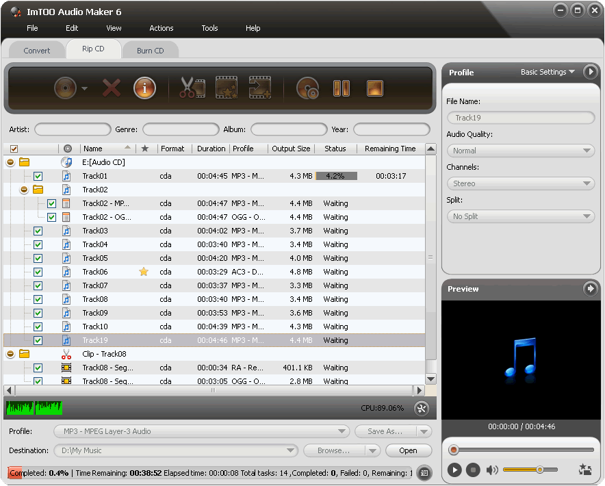 ImTOO Audio Maker 6.3.0.0805 screenshot