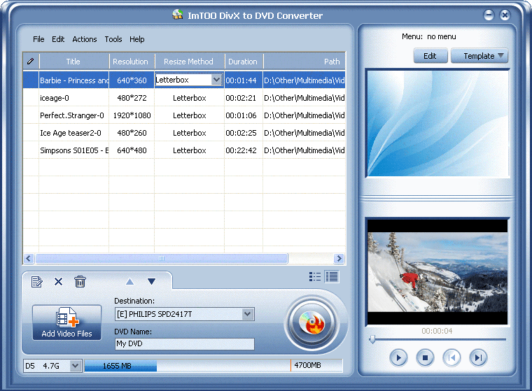 ImTOO DivX to DVD Converter