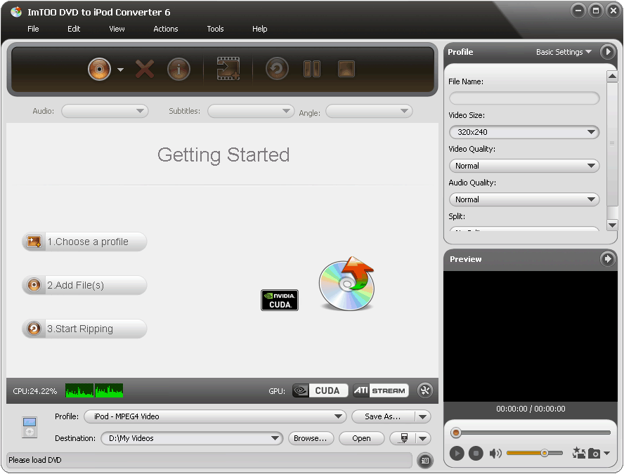 A powerful DVD ripper for iPod video, mp4 and iPod audio: mp3, AAC, M4A