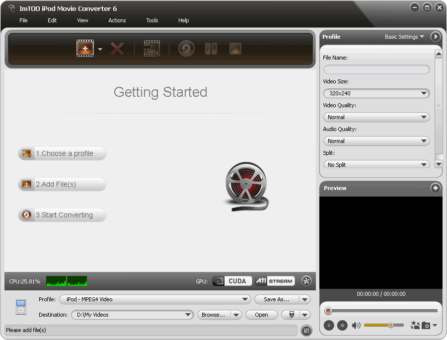 Convert video and audio to iPod MP4/MP3