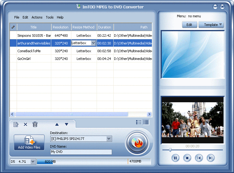 ImTOO MPEG in DVD Converter