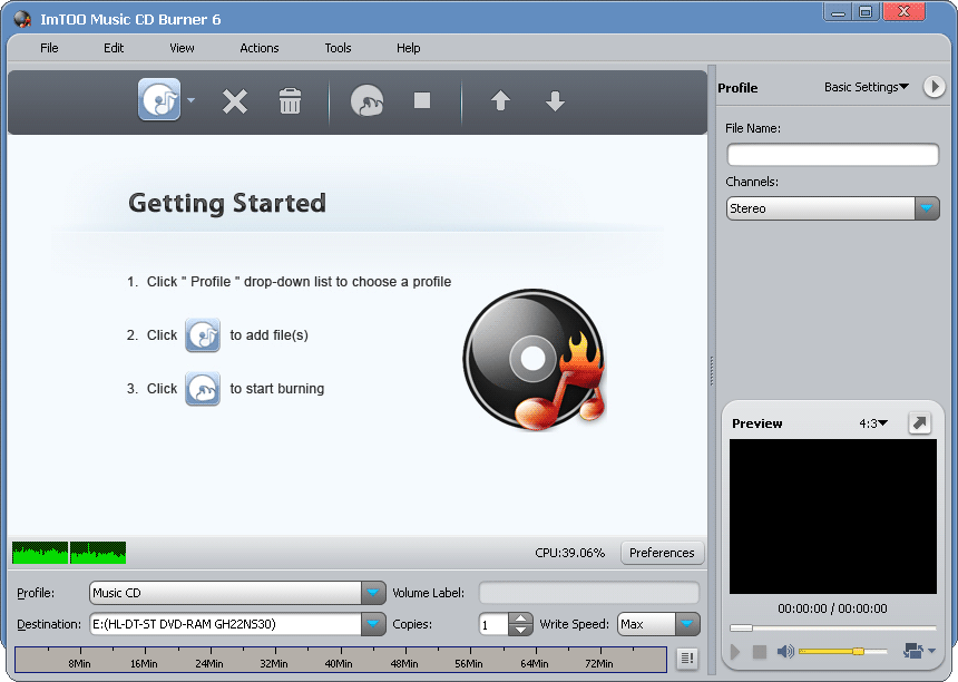 Create music CD, MP3 CD or WMA CD from different audio and video format files