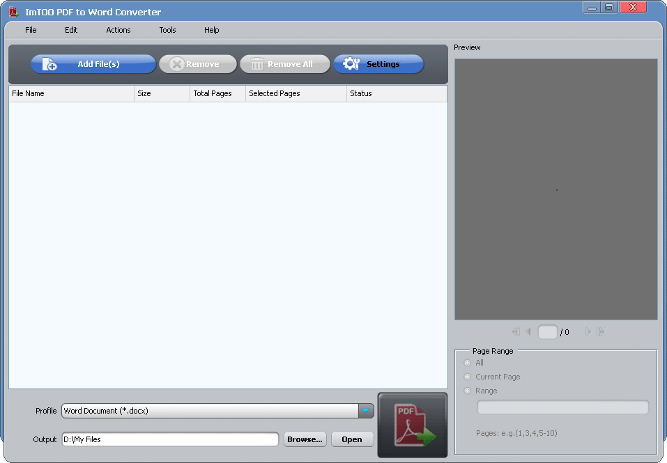 ImTOO PDF to Word Converter screenshot