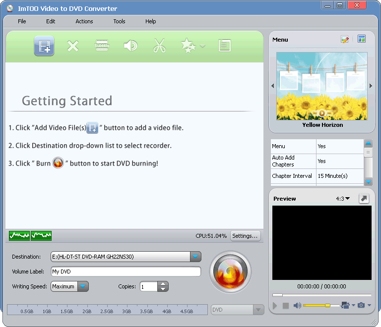 ImTOO Video to DVD Converter 6.2.1.0321 screenshot