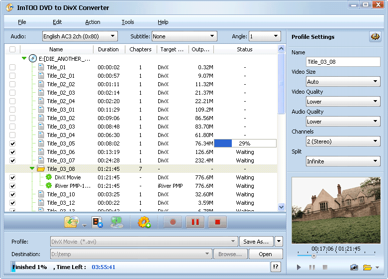 ImTOO DVD to DivX Converter