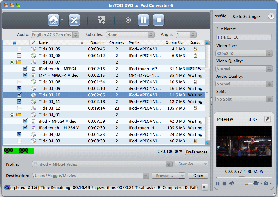 ImTOO DVD to iPod Converter for Mac