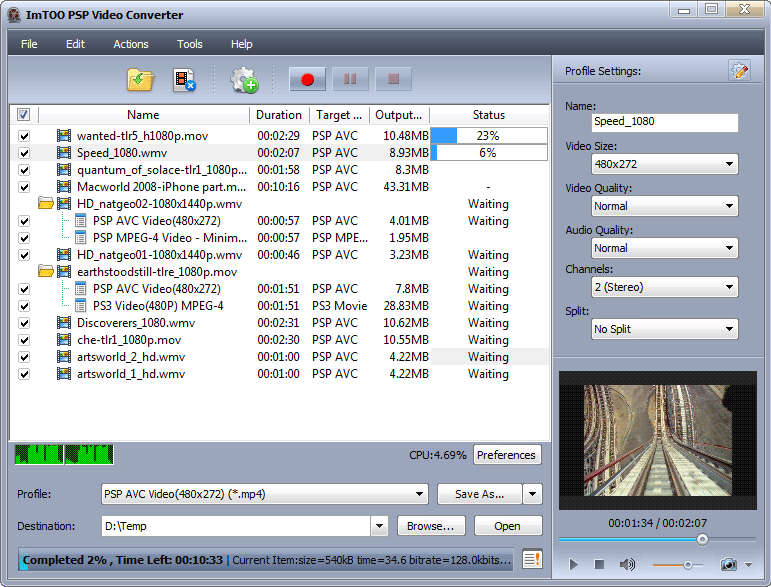 A discount suite converts various video and audio files to PSP music