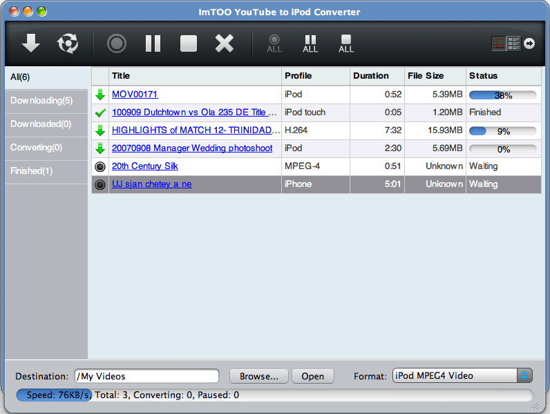 ImTOO YouTube to iPod Converter for Mac