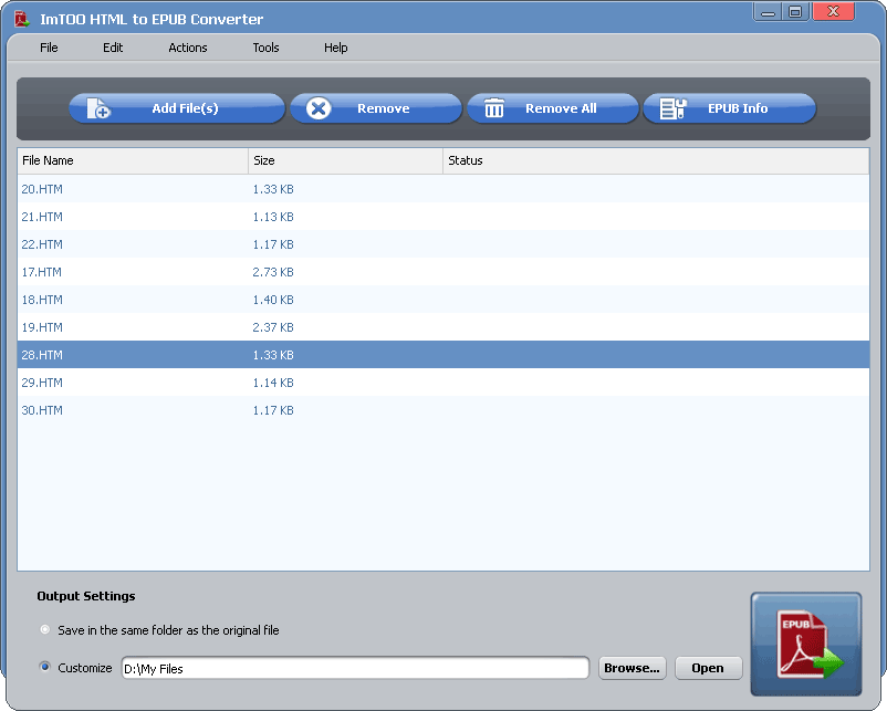 Windows 7 ImTOO HTML to EPUB Converter 1.0.2.1214 full