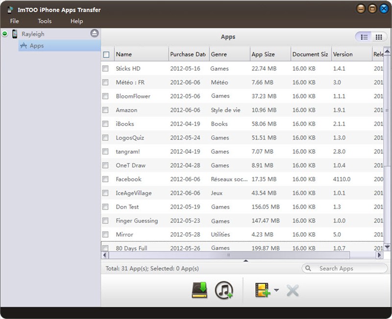 ImTOO iPhone Apps Transfer software