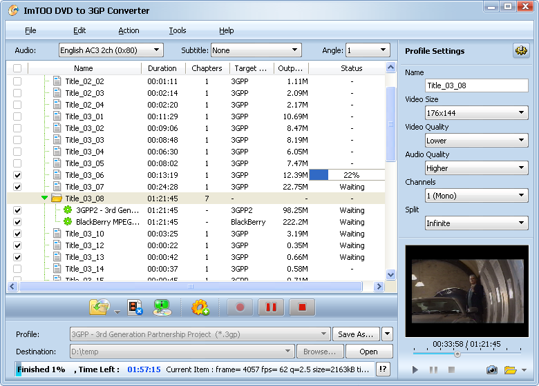 ImTOO DVD to 3GP Converter
