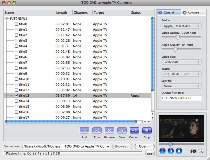 ImTOO DVD to Apple TV Converter for Mac