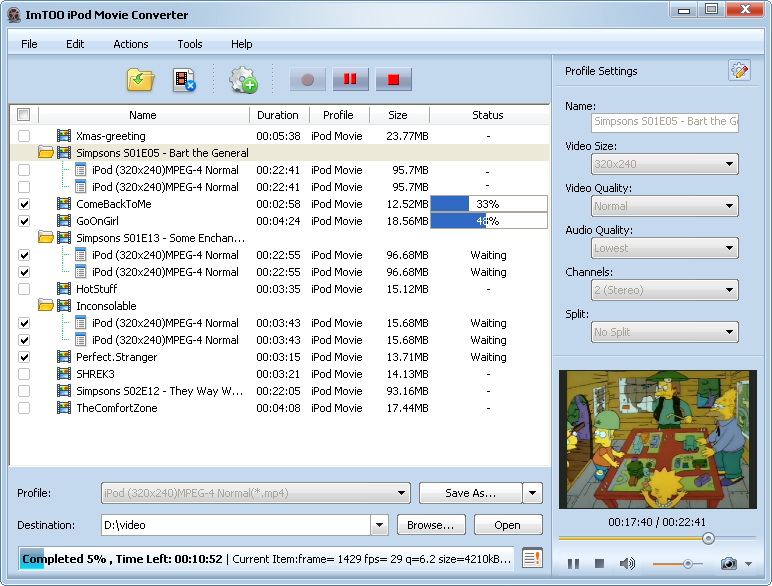 ImTOO iPod Moive Converter - Wizard mode