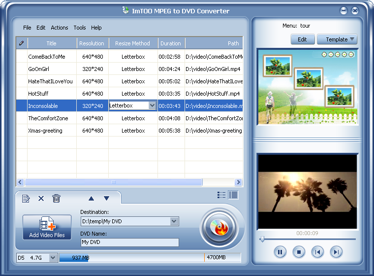 ImTOO MPEG to DVD Converter