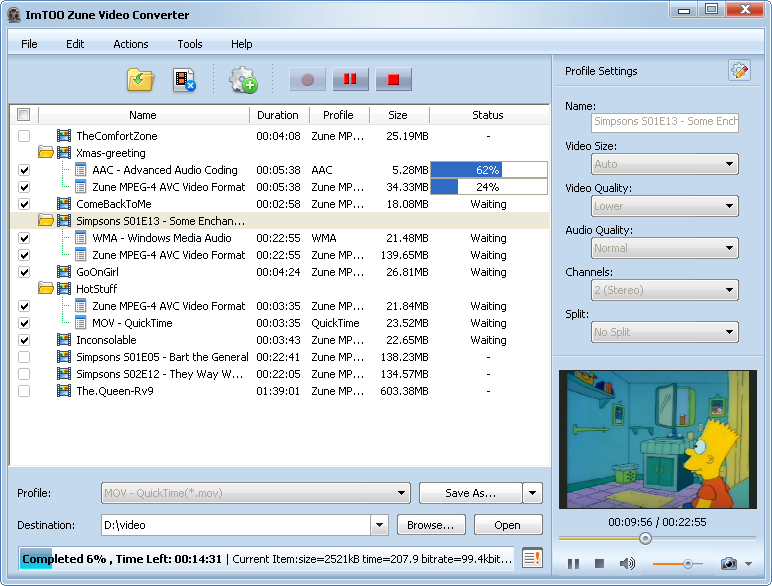ImTOO Zune Video Converter - Wizard mode