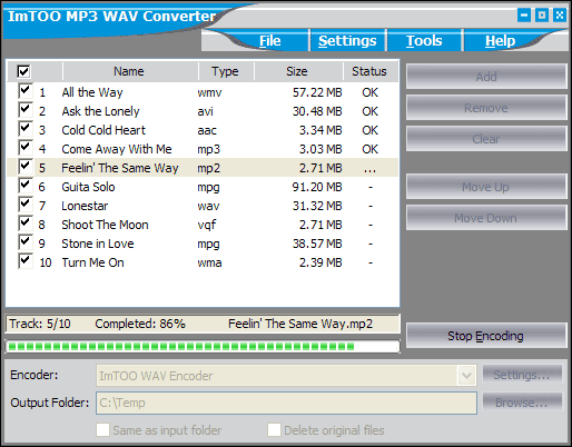 ImTOO MP3 WAV Converter 2.1.79.0302 screenshot