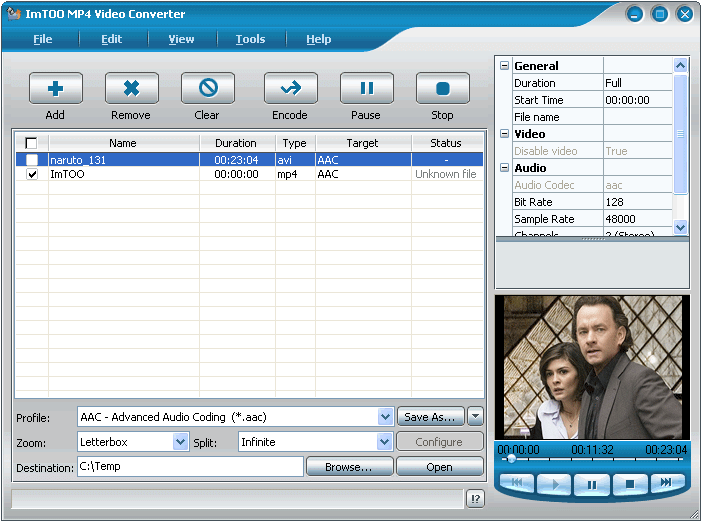 Screenshot of ImTOO MP4 Video Converter