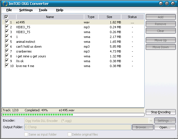 Screenshot of ImTOO OGG Converter